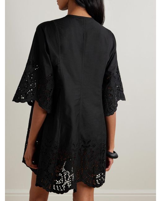 Thierry Colson Black Rachel Broderie Anglaise Cotton-Poplin Kaftan
