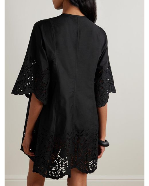 Thierry Colson Black Peggy Strandkleid Aus Baumwollpopeline Mit Lochstickerei