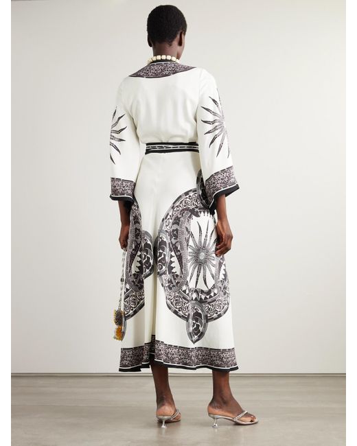 LaDoubleJ Multicolor Printed Crepe Midi Wrap Dress