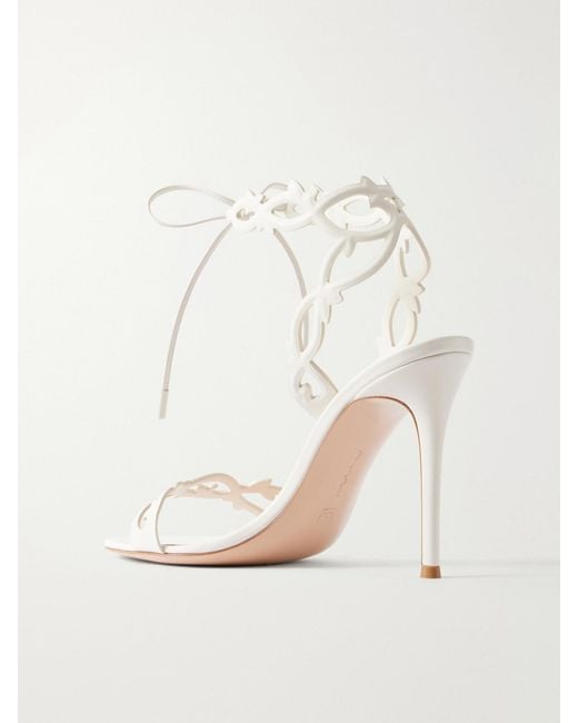 Gianvito Rossi Natural 95 Laser-Cut Leather Sandals