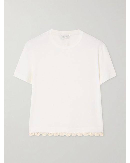 Magda Butrym White Crochet-Trimmed Cotton-Jersey T-Shirt