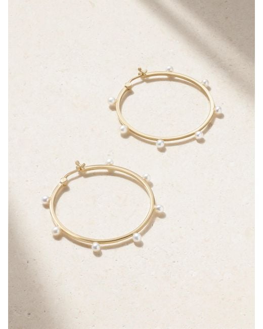 Mateo Natural Large Dot 14-Karat Pearl Hoop Earrings