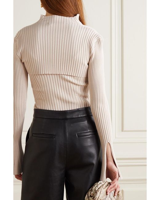 Safiyaa Pink Nouvel Ribbed-Knit Sweater And Tank Set
