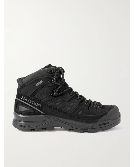 Salomon Black X-Alp Mid Ltr Gtx Rubber-Trimmed Suede And Canvas Hiking Boots