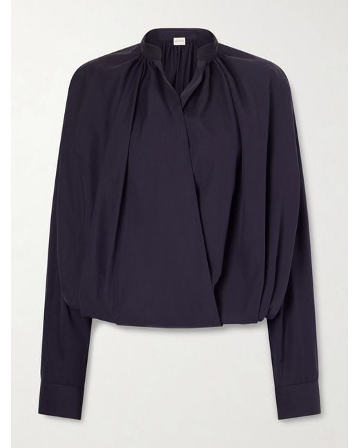 Dries Van Noten Blue Cotton-Poplin Wrap Shirt