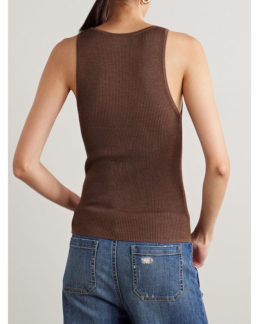 Nili Lotan Brown Lottie Tanktop Aus Gerippter Seide