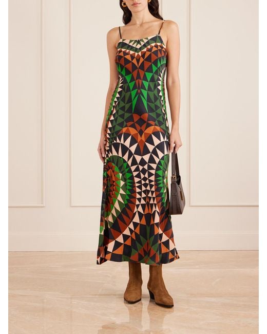 Farm Rio White Heart Deco Satin Maxi Dress