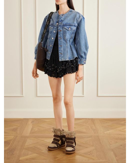 Isabel Marant Brown Bekett Leather-Trimmed Suede High-Top Wedge Sneakers