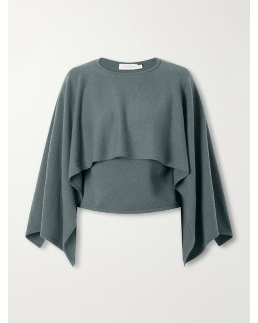 Zimmermann Blue Valiant Draped Wool And Cashmere-Blend Sweater