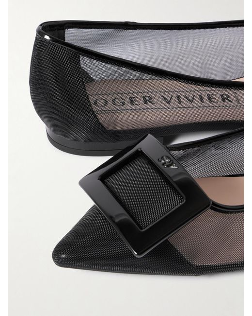 Roger Vivier White Gommettine Buckled Mesh Ballet Flats