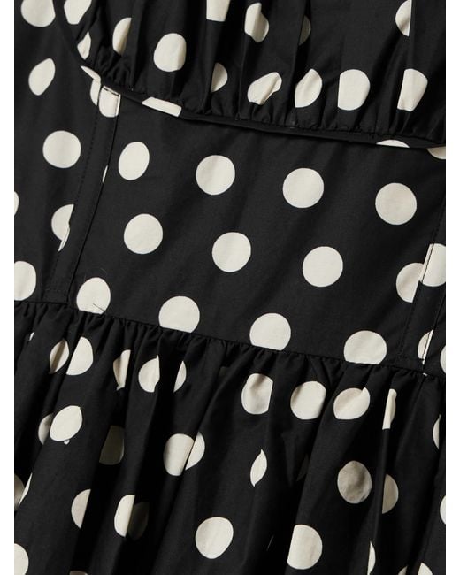Cara Cara White Alba Polka-Dot Gathered Smocked Cotton-Poplin Midi Dress