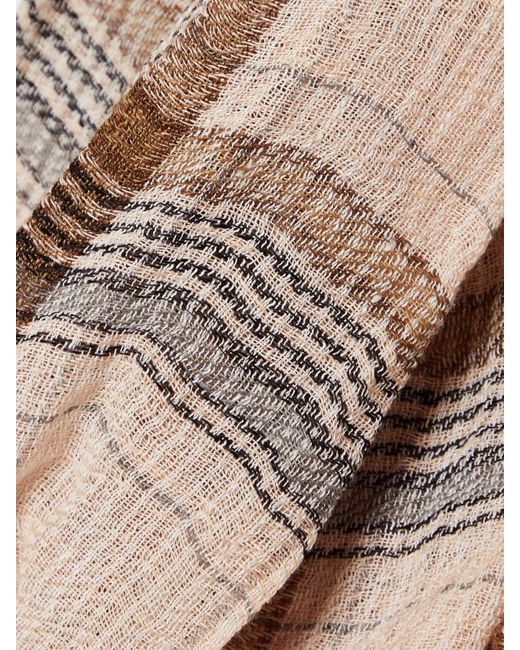 Lisa Marie Fernandez Natural Net Sustain Pouf Verkürztes Oberteil Aus Karierter Gaze Aus Einer Leinenmischung Zum Binden
