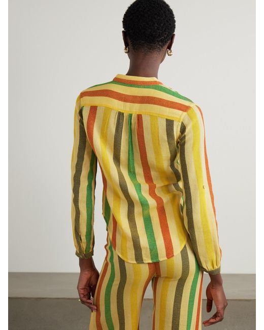 Suzie Kondi Yellow Koubi Striped Cotton-Gauze Shirt
