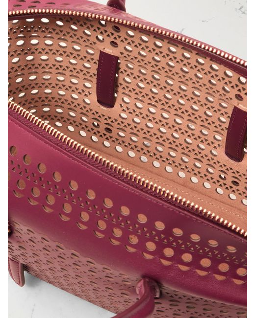 Alaïa Red New Mina 20 Laser-Cut Leather Tote