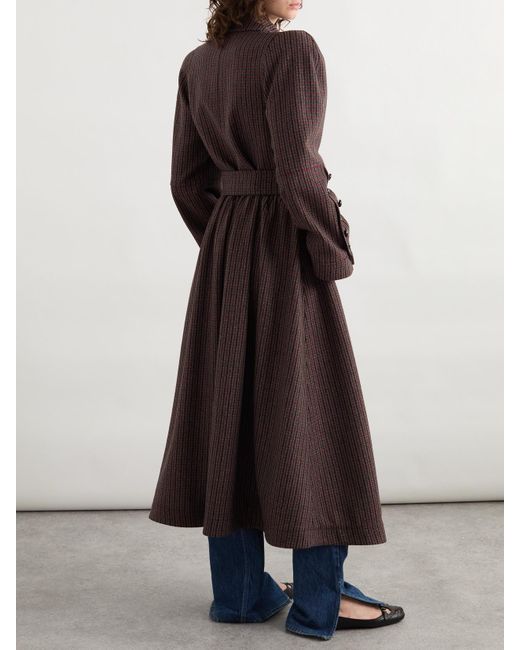 Manteau À Double Boutonnage En Laine Mélangée À Carreaux Et À Ceinture Chloé en coloris Brown