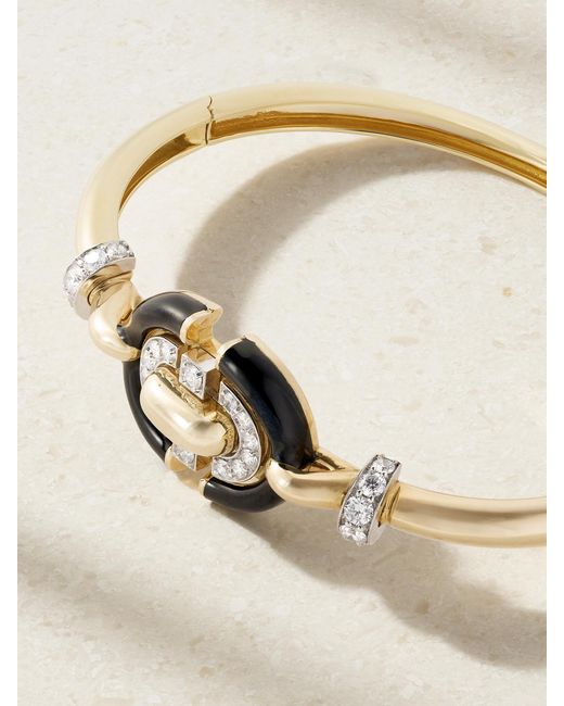 David Webb Natural Unity 18-Karat And Platinum, Diamond And Enamel Bracelet