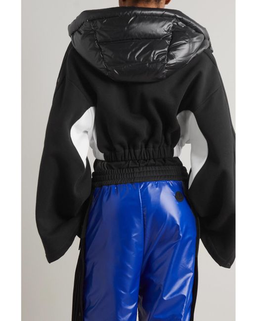 Moncler Genius Black Adidas Originals Cropped Shell-Trimmed Paneled Cotton-Jersey Hoodie