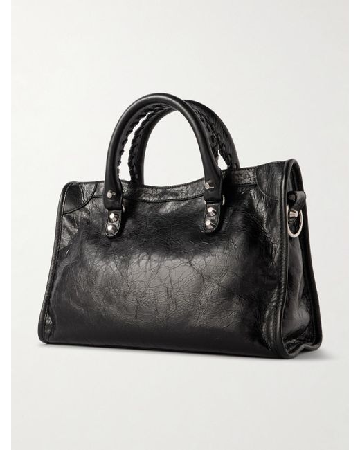 Balenciaga Black Le City Kleine Tote Aus Strukturiertem Leder Mit Verzierungen