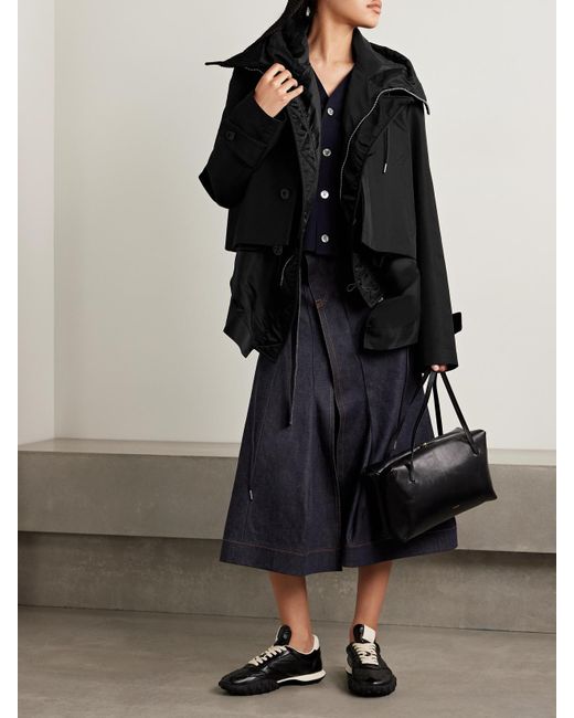 Sacai Black Paneled Cotton-Blend Gabardine And Padded Shell Jacket