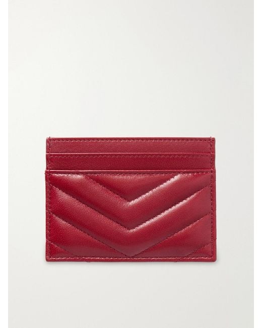 Saint Laurent Red Cassandre Matelassé Leather Cardholder