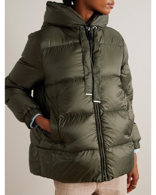 Max Mara Green The Cube Seia Daunenjacke Aus Gestepptem Shell Mit Kapuze