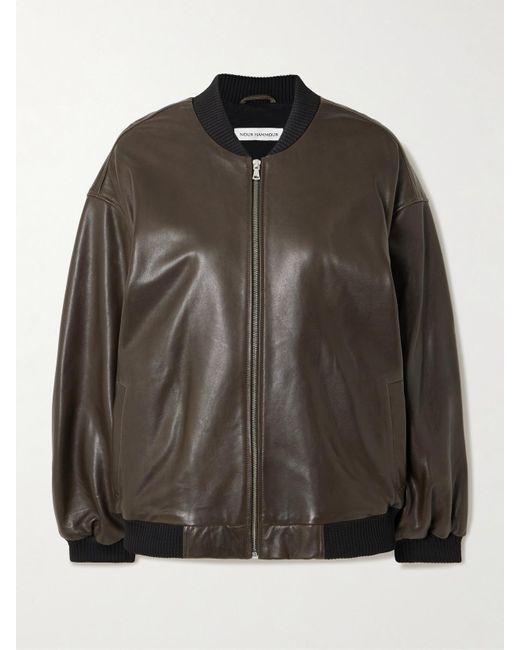 Nour Hammour Black Marly Bomberjacke Aus Leder