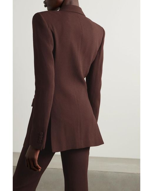 Gabriela Hearst Brown Gavin Double-Breasted Wool-Crepe Blazer