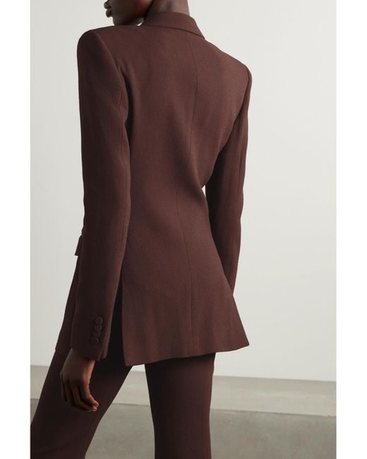 Gabriela Hearst Brown Gavin Double-Breasted Wool-Crepe Blazer