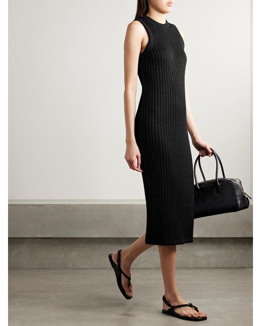 Proenza Schouler Black Leighton Ribbed-Knit Midi Dress