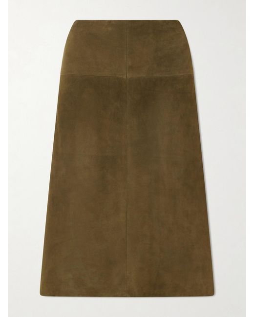 Proenza Schouler Green Irine Suede Midi Skirt
