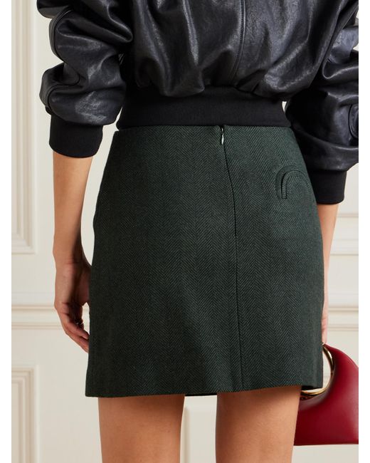 Blazé Milano Black Cheveyo Coci Herringbone Wool Mini Skirt