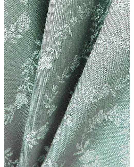 Doen Green Ginette Paneled Floral-Jacquard Satin Midi Dress