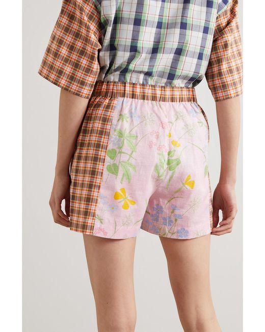 Rave Review Pink Net Sustain Grimes Patchwork Cotton Shorts