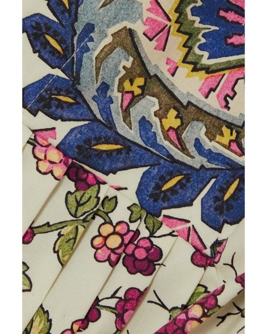 Etro White Flower-Print Cotton-Blend Poplin Midi Dress