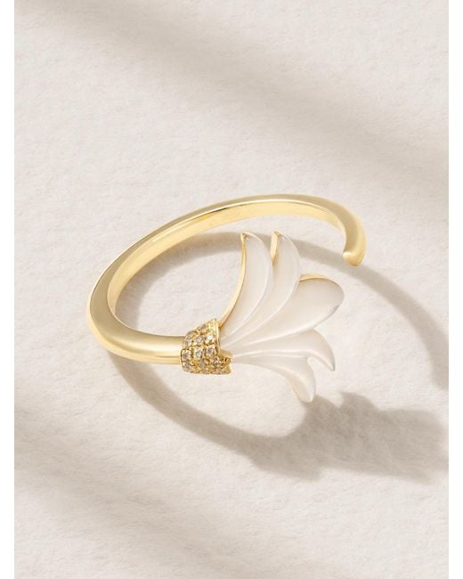 L'Atelier Nawbar Natural Mini Psychedeliah Vine Ring Aus 18 Karat Mit Perlmutt Und Diamanten