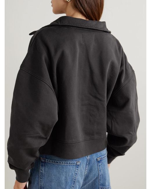 Citizens of Humanity Black Mirelle Cropped Cotton-Jersey Sweatshirt