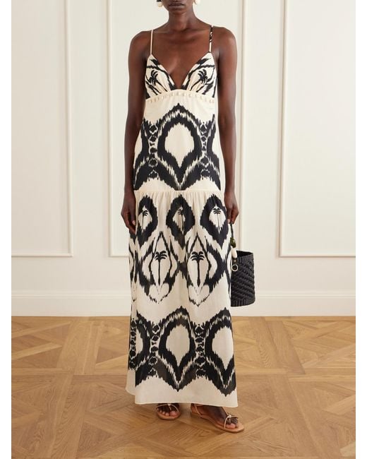 Johanna Ortiz White Zea Palm Printed Cotton-Poplin Maxi Dress