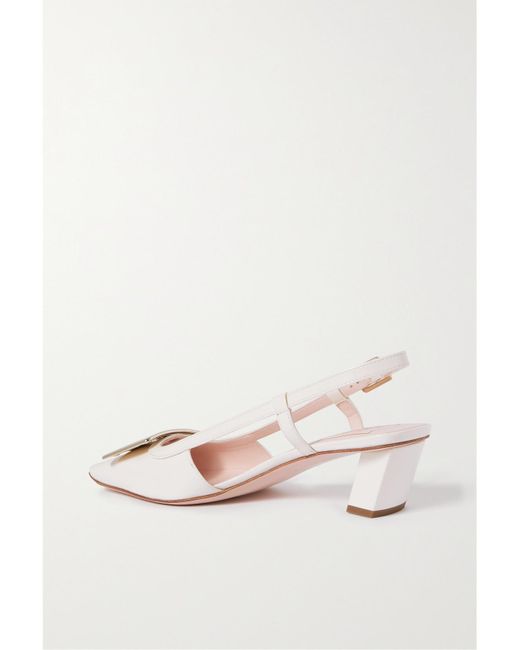 Roger Vivier Natural Belle Vivier 45 Patent-Leather Slingback Pumps