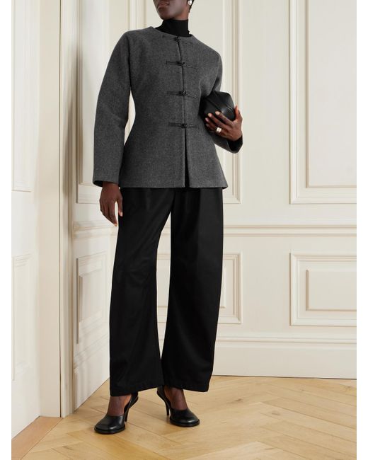 Rohe Black Cardigan Aus Wolle Mit Lederbesätzen