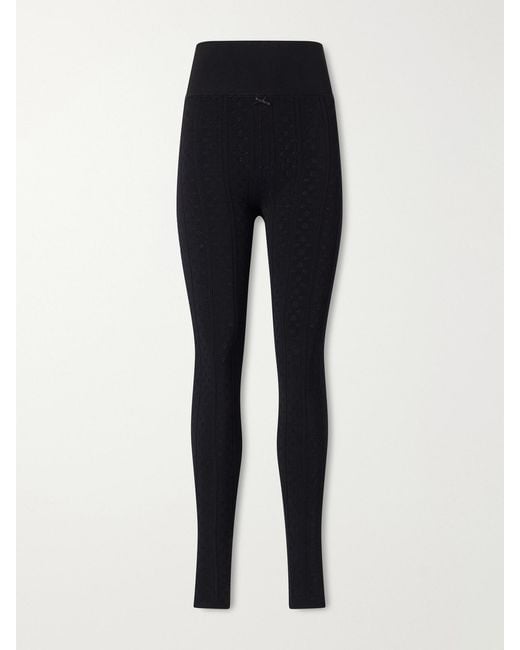 J.W. Anderson Blue Pointelle-Knit Stretch-Jersey Leggings