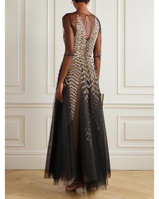 Oscar de la Renta White Crystal, Bead And Sequin-Embellished Pleated Tulle Midi Dress