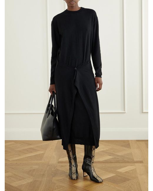 Aeyde Black Bita 55 Snake-Effect Leather Knee-Boots
