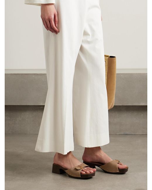 Khaite Natural Britt Buckled Calf Hair Mules