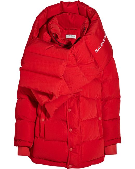 Balenciaga Oversized Quilted Shell Jacket in Red | Lyst