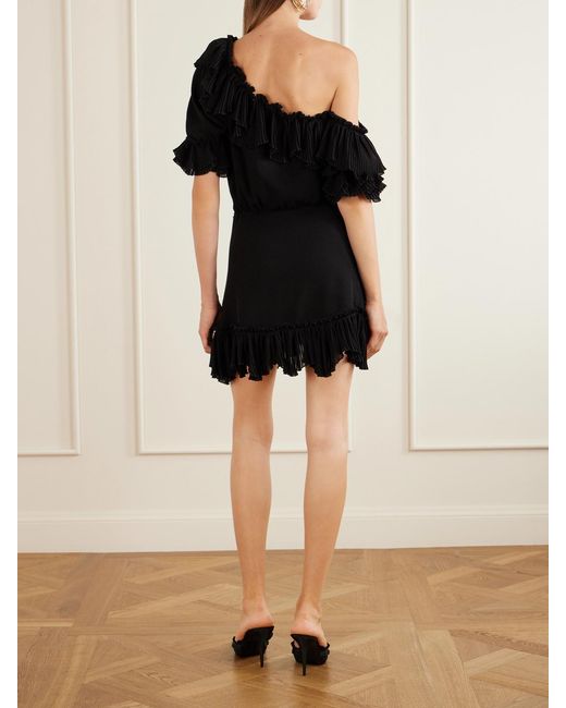 Saint Laurent Black Robe Mousseline Crepe Silk Dress