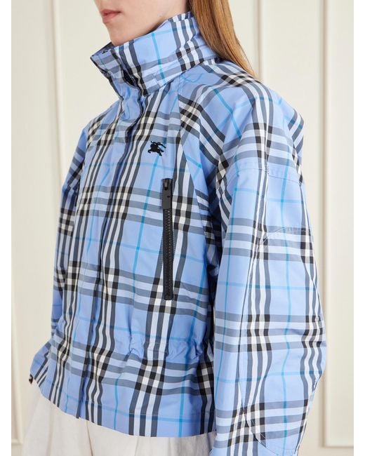 Burberry Blue Layham Checked Shell Jacket