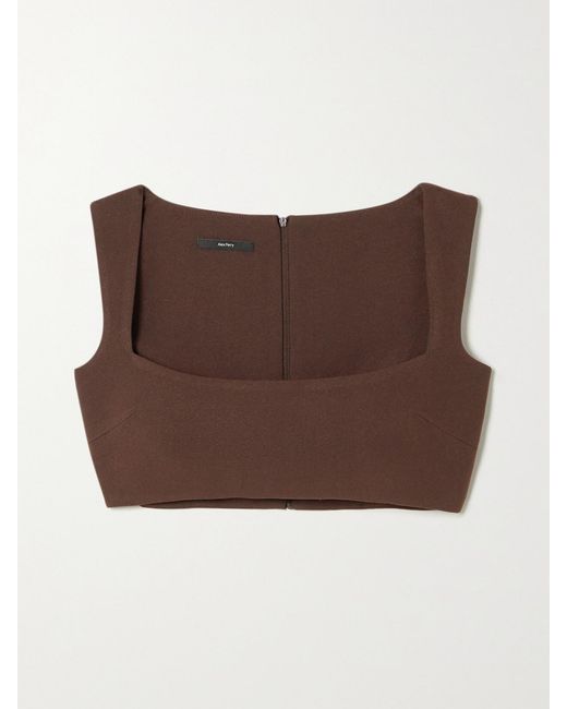 Alex Perry Brown Rae Cropped Crepe Top
