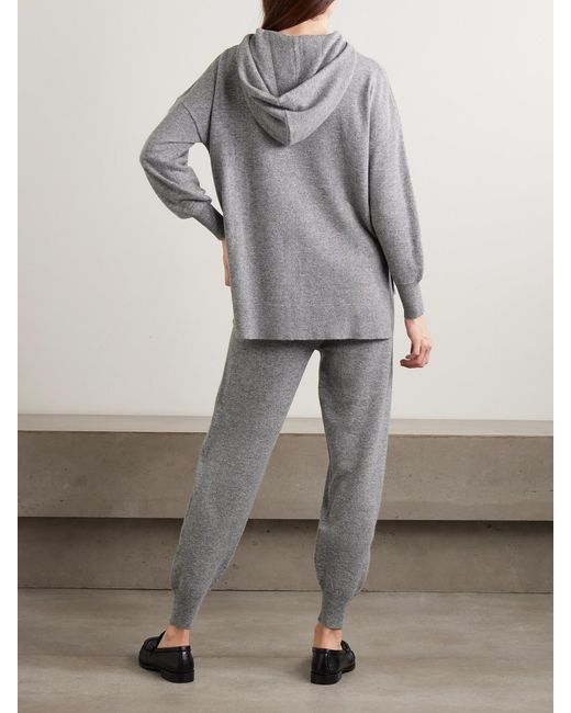 Allude Gray Cashmere Hoodie And Track Pants Set