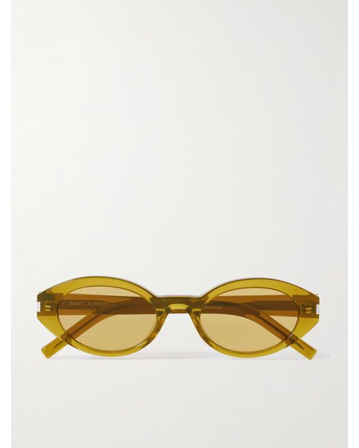 Saint Laurent Yellow Oval-Frame Acetate Sunglasses