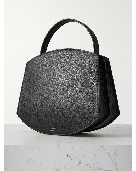 SAVETTE Black Florence 25 Textured-Leather Tote